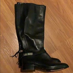 Black Leather Wide Calf Boots